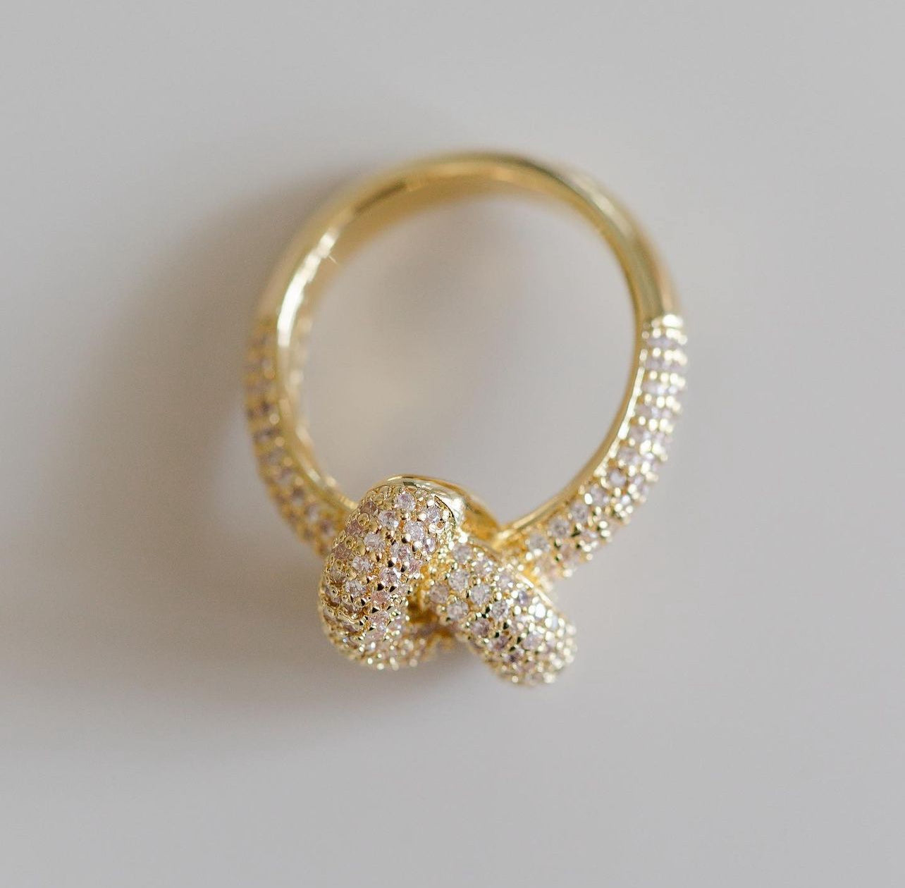 Pave Knot Gold Ring